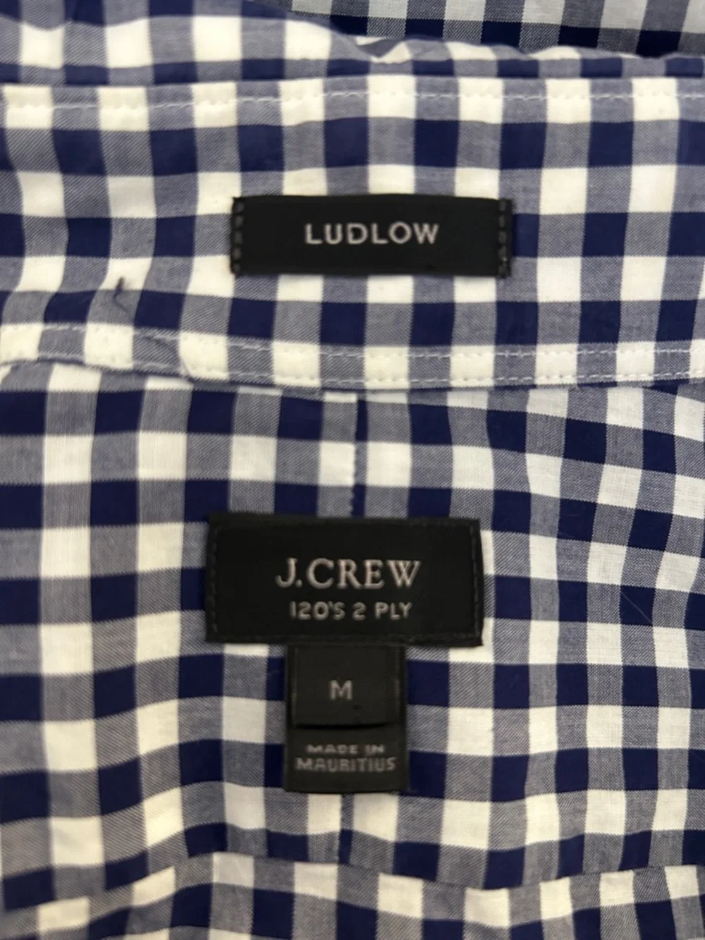 J. Crew Men's Ludlow‎ Blue & White Check Long Sleeve Classic Button Down Shirt
